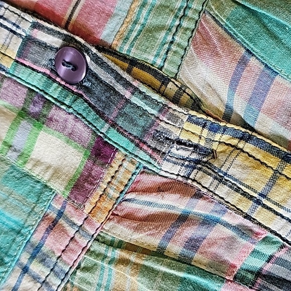 Bamboo Traders' true patchwork skirt. Size 12P.  2 pockets. One button m… - Picture 9 of 11
